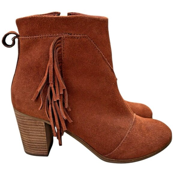 TOMS Suede Lunata Fringe Ankle Boots |‎ Boho Cowgirl Vibes Women’s Size 8.5 - Picture 2 of 9
